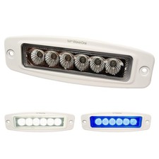 Wave One Marine Dual Color LED FLUSH Mount White Housing,  Blue