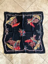 Vintage Bullfight Matador Scarf Satin