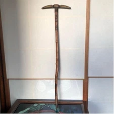 Vintage 1948 Tateyama Brass Mountaineering Ice Axe Natural Wood Handle JP #1510