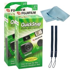 Fujifilm QuickSnap Flash 400 Disposable 35mm Camera   2 Pack   2 Hand Straps ...