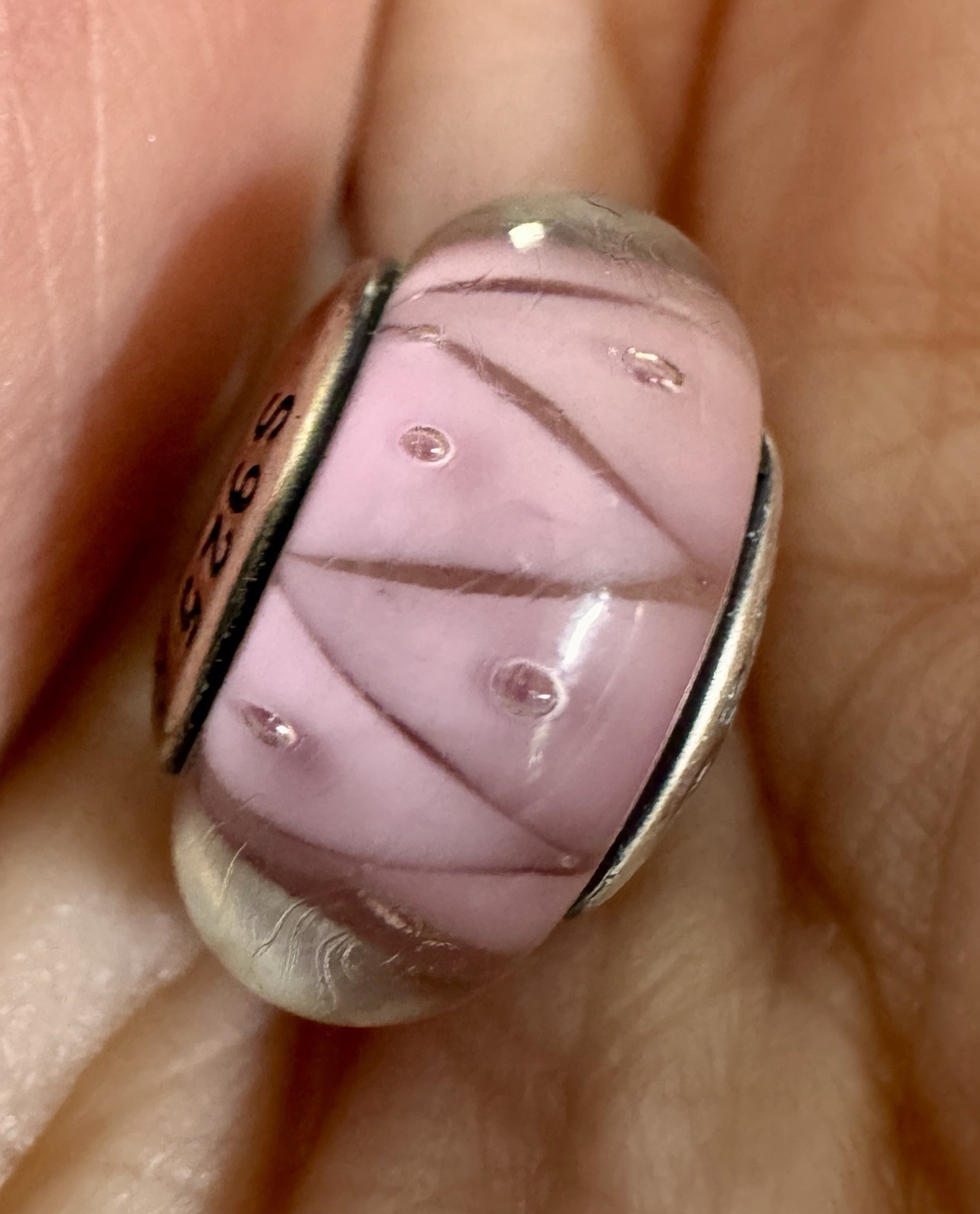 Pandora Zigzag Pink Triangular Sterling Silver Gl… - image 8