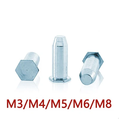 Carbon Steel Zinc Plated Hexagon Press Fit Locating Pins M3/M4 Alignment Dowels - Image 1 of 4