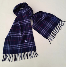 Vintage Nova Check Wool Scarf Mens Blue 64in Embroidered Logo Made in Spain