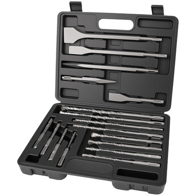 17 PCS Rotary Hammer Drill Bits and Chisel Set, SDS plus Bits with YG8C Carbide 