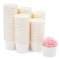 100 Pack Ice Cream Paper Cups, Disposable Sundae Dessert Yogurt Bowls, 5oz White