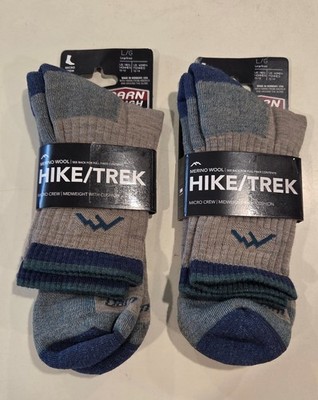 2 Pairs Darn Tough 1466 RYE HikeTrek Micro Crew Midweight w cushion LARGE Unisex