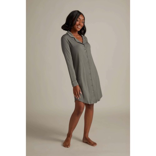 Faceplant Dreams Bamboo Boyfriend Nightshirt Grey Long Sleeve Sleep Womens Large