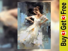 Elegant Impasto Oil Elegant Woman Painting Print 5"x7" on Matte Paper