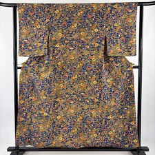 JAPANESE KIMONO FINE PATTERN BLUE 157cm 5 ft 2 in PURE SILK B0996