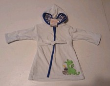 Carter  s 0-9 Months Blue Hooded Bath Robe, Dinosaur Theme, Dinosaur Embroidery