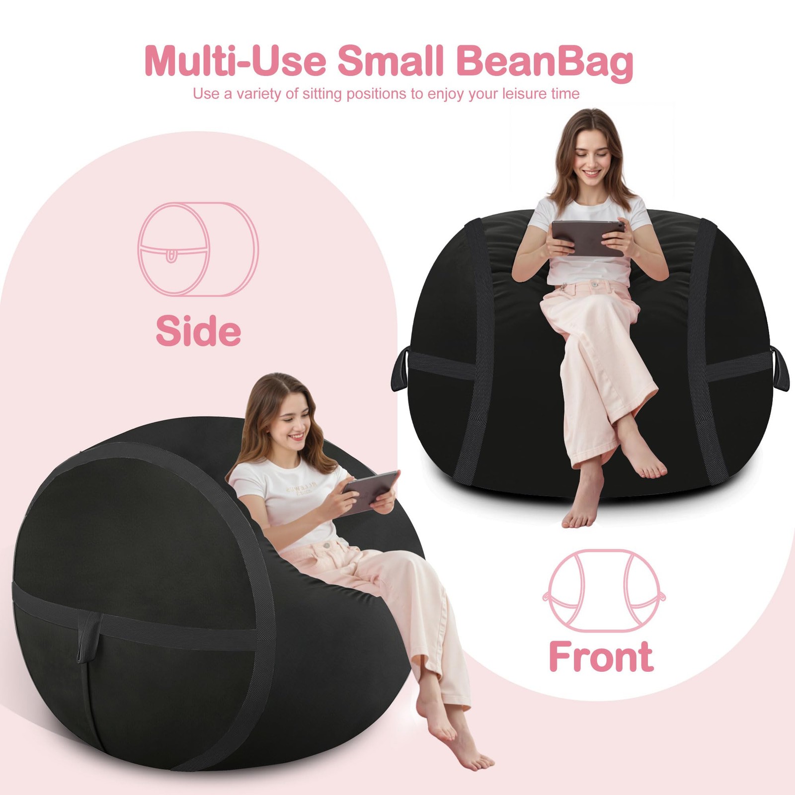3ft Bean Bag Chair Giant Bean Bag Chairs for Adults with Memory Foam Filled, ...