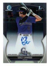2023 Bowman Draft Cole Carrigg Chrome Prospect Autographs #CDA-CC Rockies
