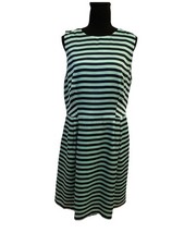 The Limited Womens Size 12 Lined Dress Sleeveless Pockets Green Black Striped