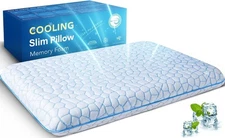 Ultra Thin Flat Pillows for Sleeping,Cooling Slim Memory Foam Pillow 3.25 in ...