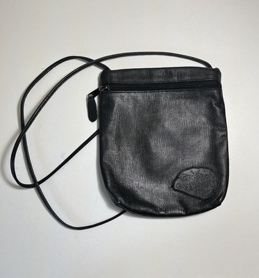 Vintage Leather Carlos Falchi Black Crossbody Bag Minimalist