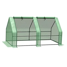  6' x 3' x 3' Mini Greenhouse with Zippered Doors & Roll-up Windows, Portable 
