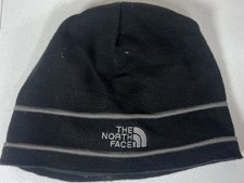 The North Face Beanie Hat Black Gray Stripe Merino Wool Blend Unisex One Size