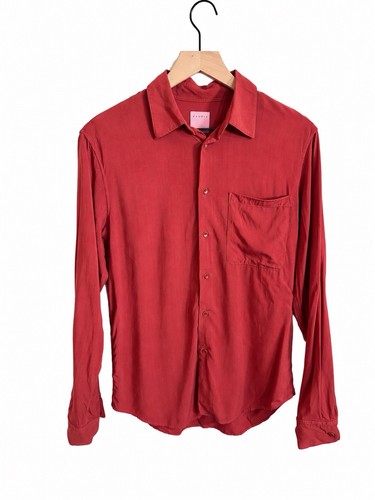 Sandro, Sandro Paris Brick Red Rust Long Sleeve Button Up Shirt Blouse Size Small