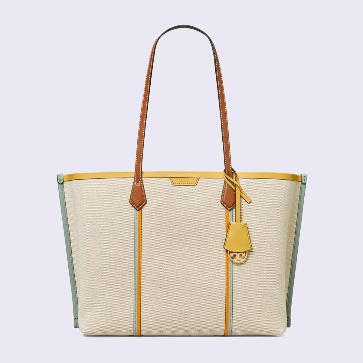 498 New Tory Burch Perry Triple Panelled Color Block Canvas Tote