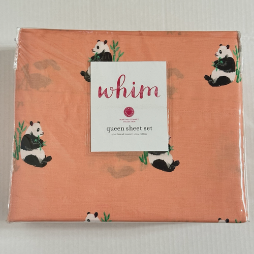 Whim By Martha Stewart Queen Bettwäsche Set Panda skurriler Druck 100% Baumwolle