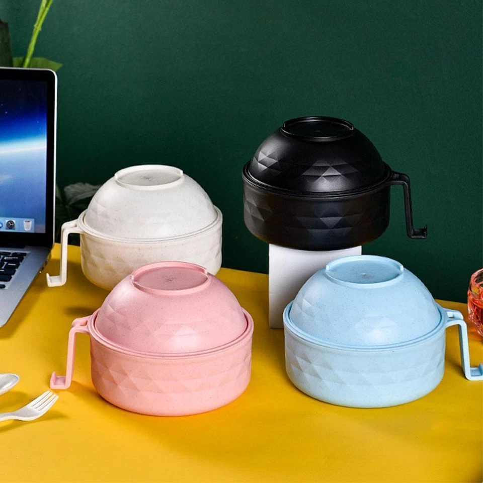 Juego de tazones de ramen microondas cocina de ramen fideos instantáneos tazón con palillos Foto 4 de 4