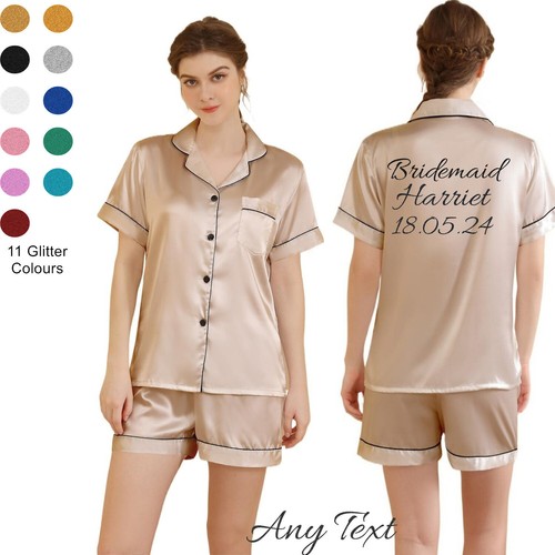 UK personalisierter Damen Pyjama Schlafanzug Hochzeit Brautjungfer Geburtstag Party Pyjama Set - Bild 36 von 39