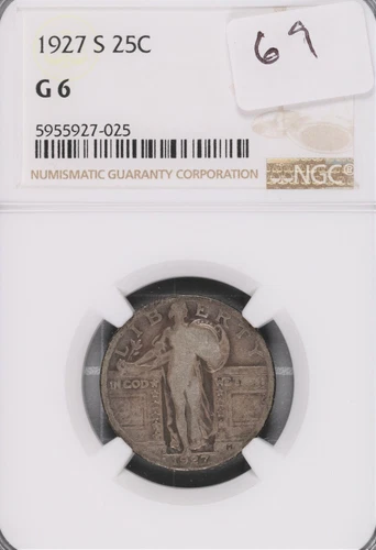 1927-S Standing Liberty Silver Quarter NGC G-6 #025