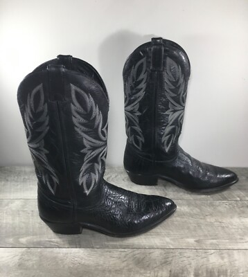 Vintage Code West Black Leather Cowboy Western Pull On Mens Boots Size 8.5 D