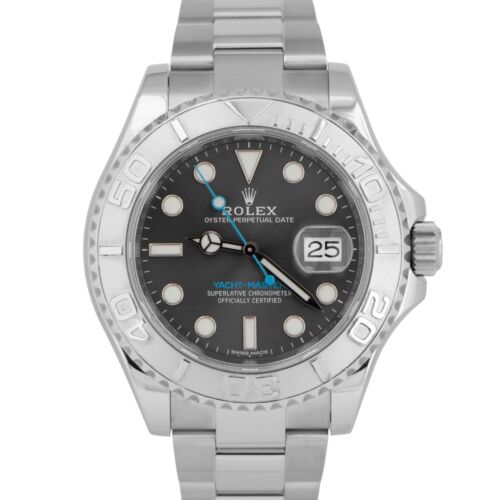MINT Rolex Yacht-Master Platinum Rhodium Blue Stainless Steel 40mm Watch 116622