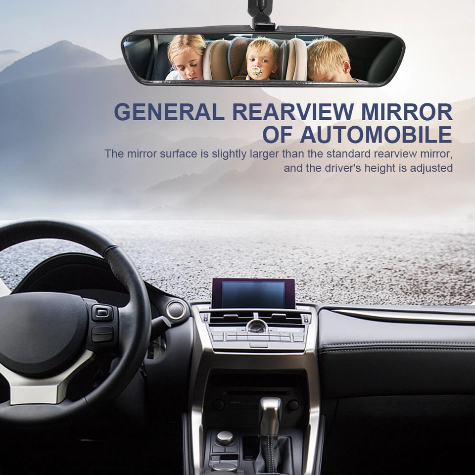 10 Inch Interior Rearview Mirror Black Inside Mirror ABS Glass for Universal Car - Image 3 of 4
