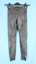SPANX Black FAUX LEATHER Tummy Control PULL-ON Mid-Rise MOTO LEGGINGS Sz S
