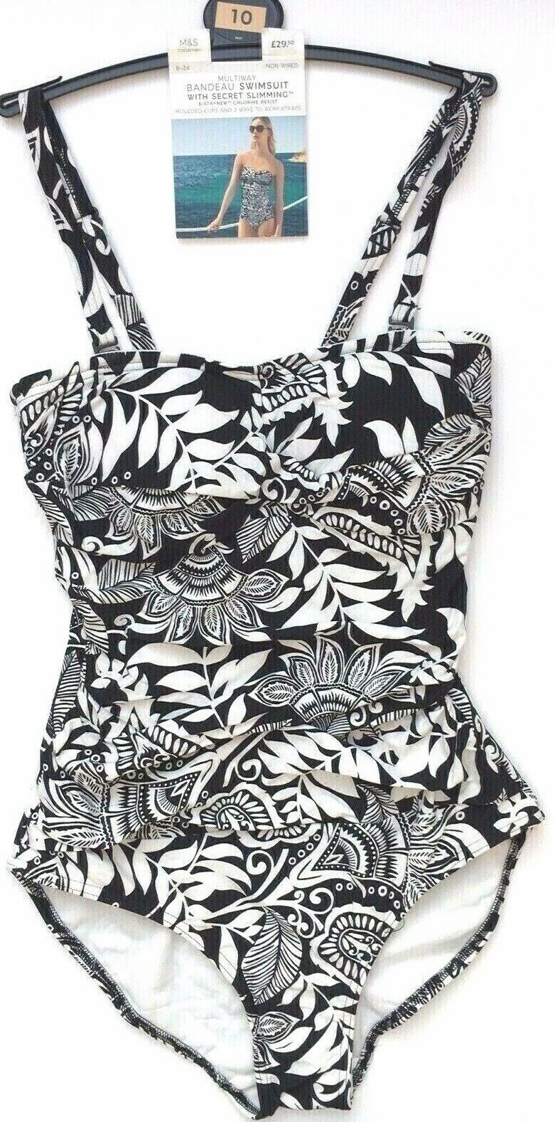 Marks & Spencer Multiway Bandeau Swimsuit with Secret Slimming UK 10 BNWT