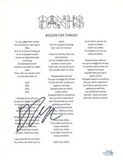 BANKS Jillian Signed Autographed Beggin For Thread Song Lyric Sheet ACOA COA