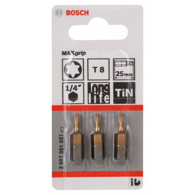 Bosch Schrauberbit Max Grip, T8, 25 mm, 3er-Pack