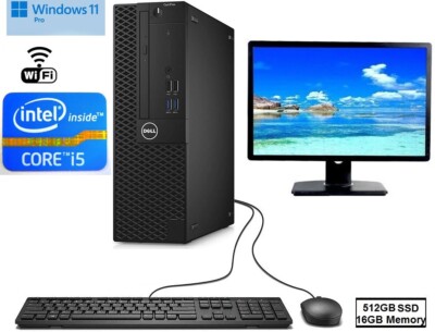 Dell Core-i5 7th Gen Desktop 16GB RAM 3.80GHz 512GB SSD Win 11 Pro LCD HDMI WiFi
