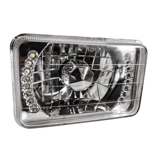 4PCS 4X6" Inch Headlights Square Lamp Chrome White LED Halo Sealed Beam Glass - Picture 4 of 9