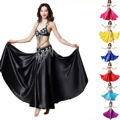 Belly Dance Costume Bra Belt Full Circle Skirt Outfits Arabic Costumes Set 3pcs
