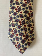 Stafford Men's Necktie Tie Silk Yellow Blue Red Gray Geometric Satin Made in USA