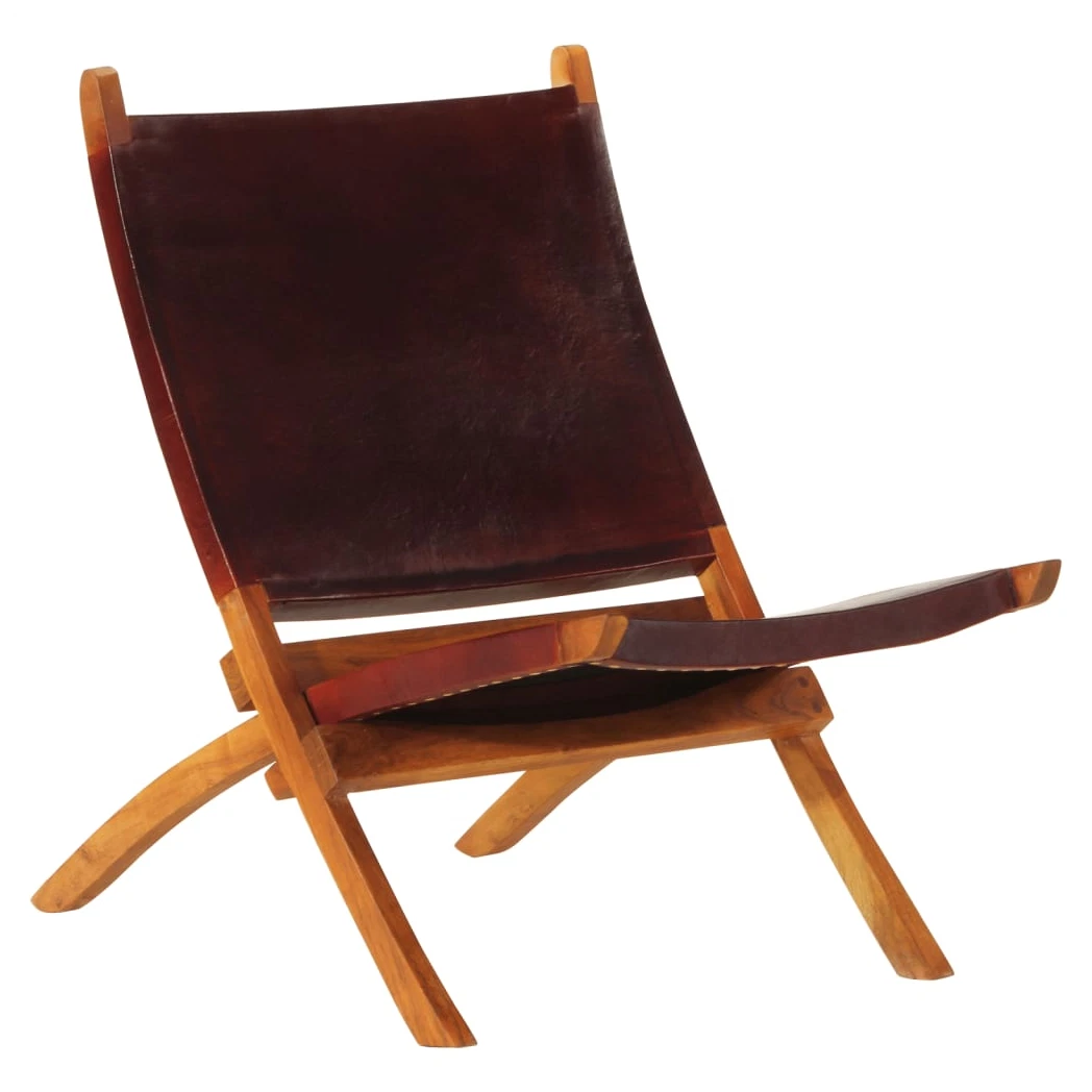 Vidaxl armchair brown real cheap leather with acacia wood