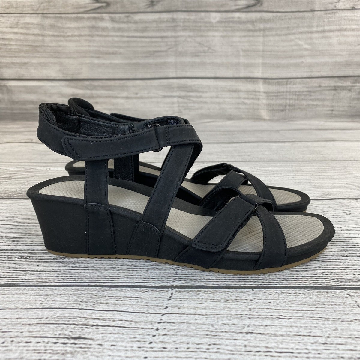 Bare Traps Raquel Wedged Sandals Women Black Ankle Strap Open