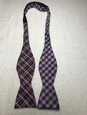 MENS BOW TIE BURGUNDY RED PLAID