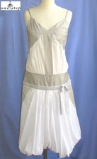 ONE STEP - Cotton & Silk White Gray Strap Dress Size 40 - Excellent Condition