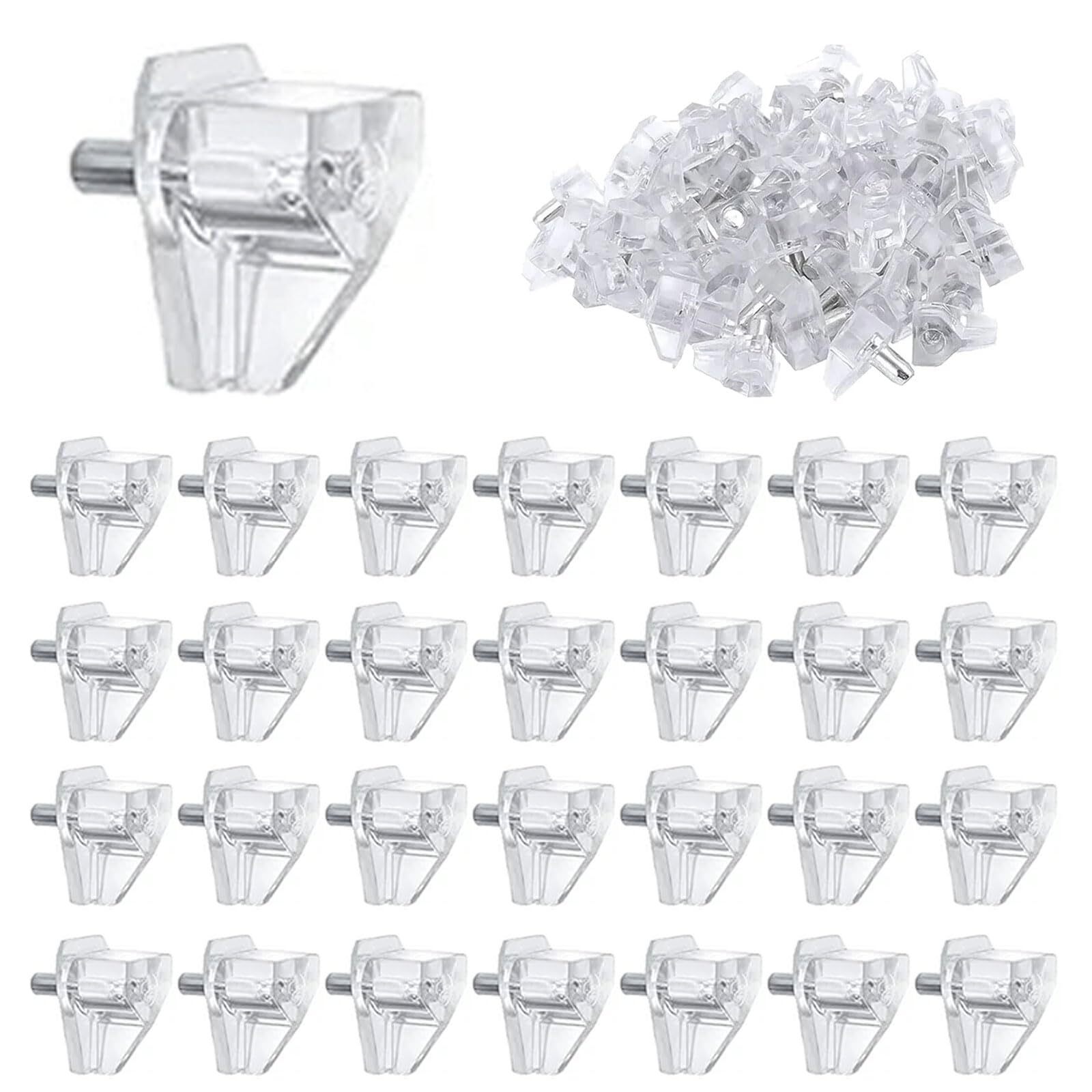 100 Pcs 5mm Plastic Shelf Support Pegs Clips for Cabinets & Bookshelves-image