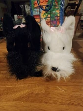 2! Hauck Bella Beau Scotty Terriers 8"  Black/White-Embroidered Eyes-Stuffed Pup