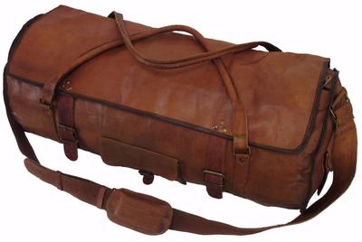 Men's genuine Leather large vintage duffle travel gym weekend overnight bags
