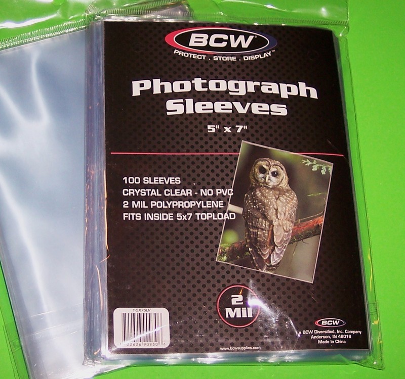 100 5X7 PHOTO SLEEVES-CRYSTAL CLEAR-ARCHIVAL SAFE-ACID FREE-2 MIL THICK- BY BCW
