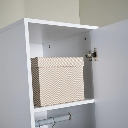 Wardrobe 1 Door Space Saving White Bedroom Home Furniture Clothing Storage Unit - Picture 5 of 8