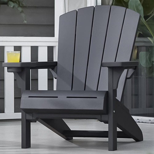 Keter Adirondack Garden Chair Outdoor Durable Strong Solid Cup Holder Black NEW - Picture 4 of 12