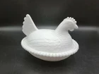 Vintage Indiana Milkglass Hen On Nest, Large 7"Lx5"H