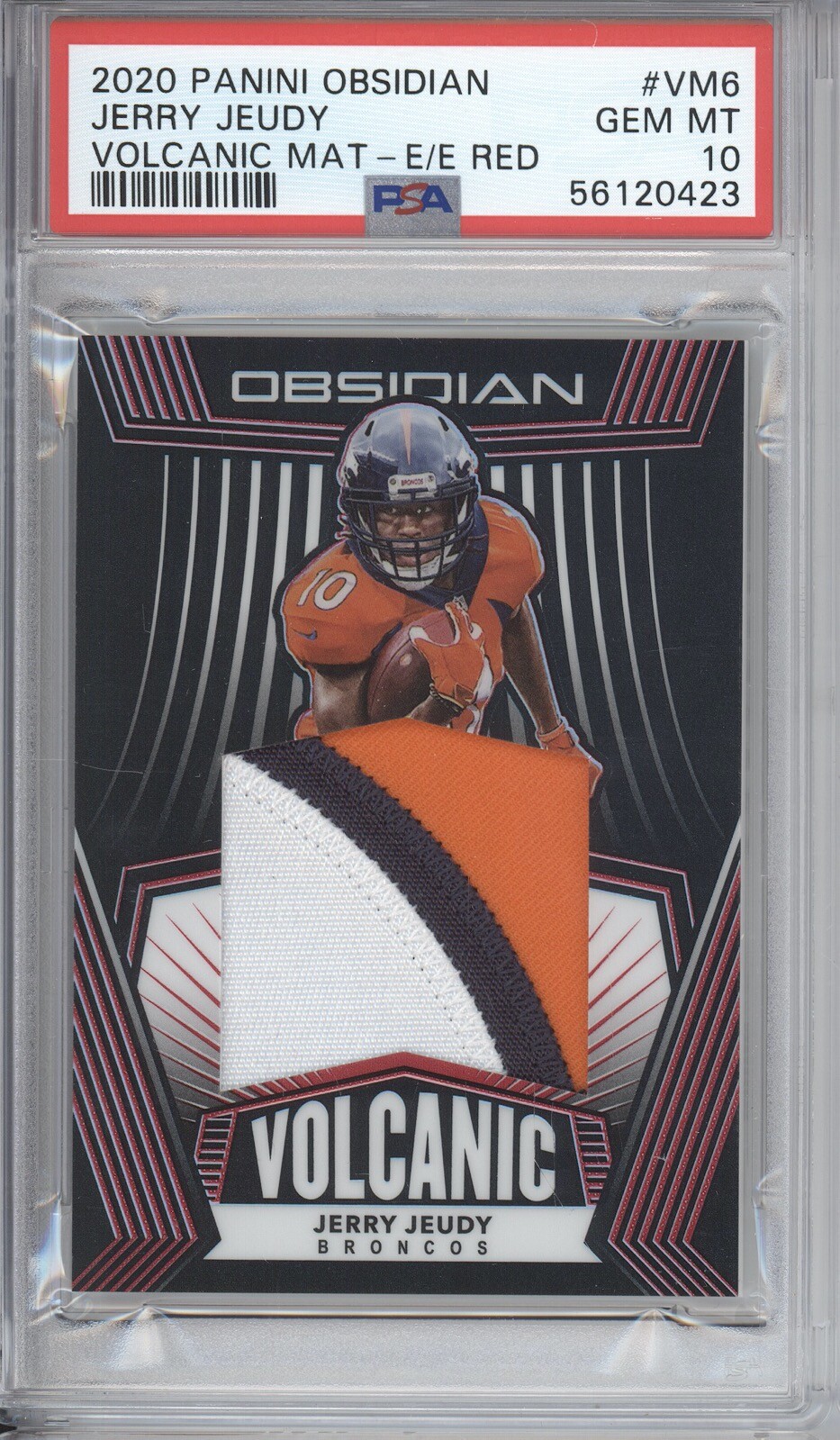 Jerry Jeudy Panini Obsidian Volcanic Material #VM6 Electric Etch-Red